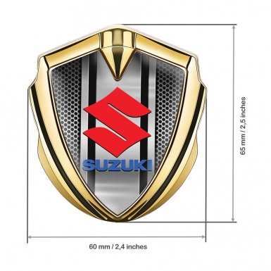 Suzuki Bodyside Domed Emblem Gold Metal Texture Crimson Logo