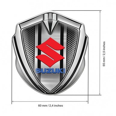 Suzuki Bodyside Domed Emblem Silver Metal Texture Crimson Logo