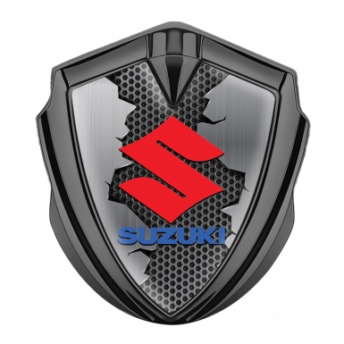 Suzuki 3d Emblem Badge Graphite Broken Pattern Crimson Logo Design