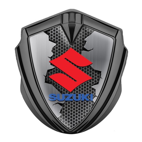 Suzuki 3d Emblem Badge Graphite Broken Pattern Crimson Logo Design