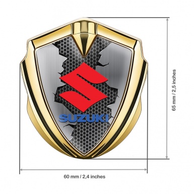 Suzuki 3d Emblem Badge Gold Broken Pattern Crimson Logo Design