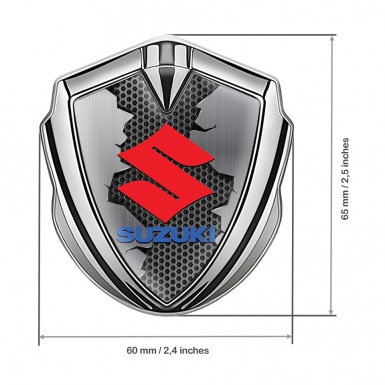 Suzuki 3d Emblem Badge Silver Broken Pattern Crimson Logo Design