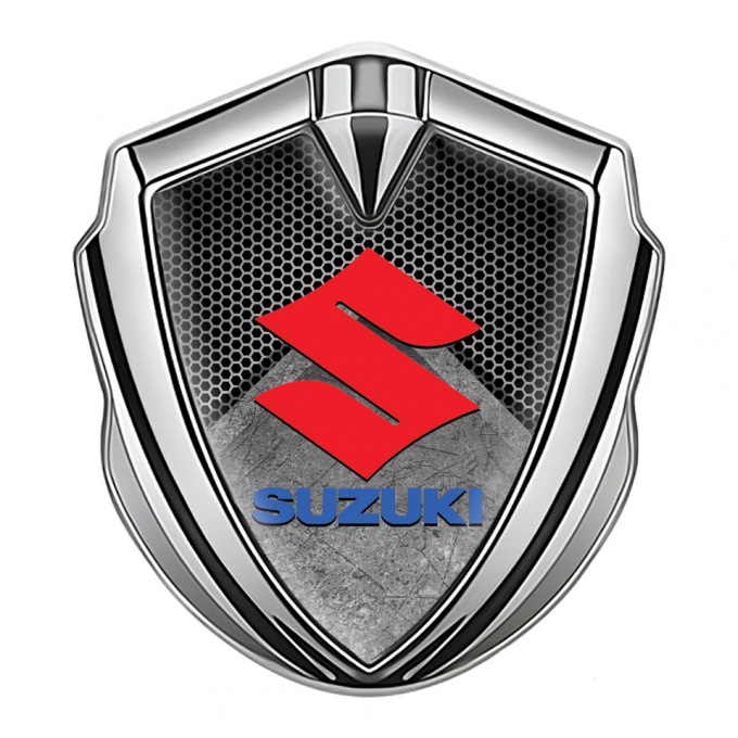 Suzuki Silicon Emblem Silver Stone Slab Motif Classic Logo Variant