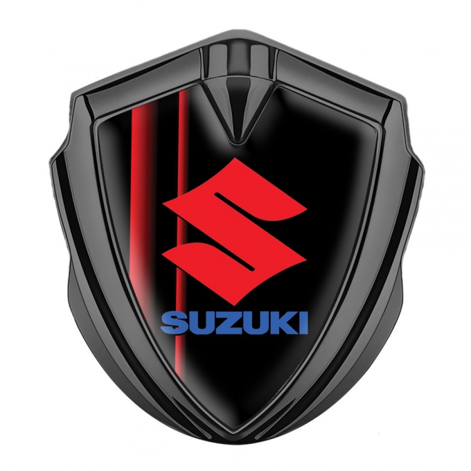 Suzuki Emblem Car Badge Graphite Crimson Stripes Classic Logo Variant