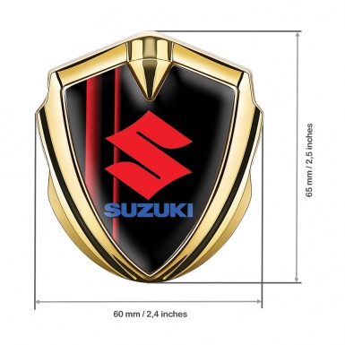 Suzuki Emblem Car Badge Gold Crimson Stripes Classic Logo Variant