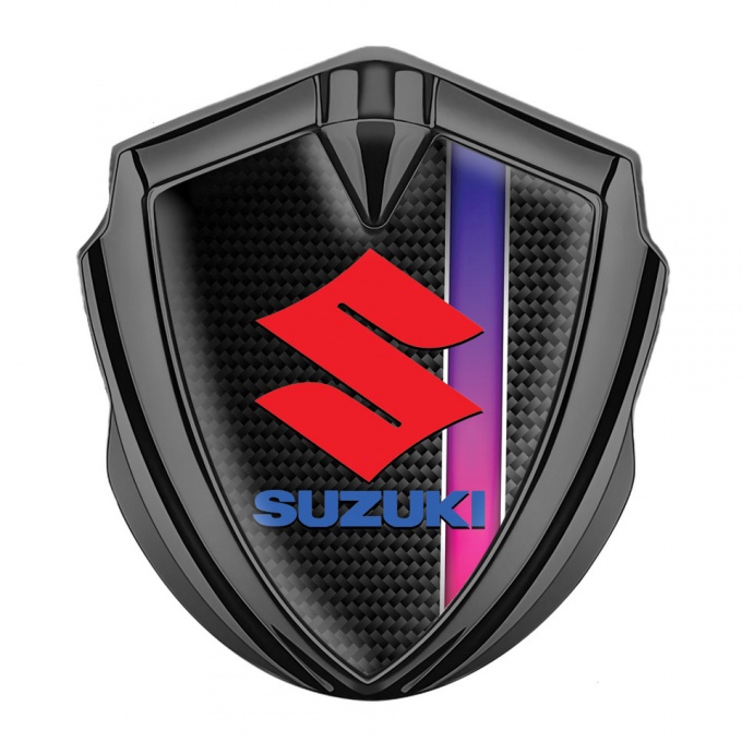 Suzuki Bodyside Emblem Self Adhesive Graphite Carbon Purple Stripe Design