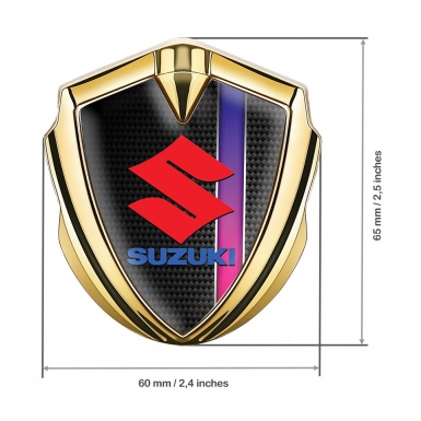 Suzuki Bodyside Emblem Self Adhesive Gold Carbon Purple Stripe Design