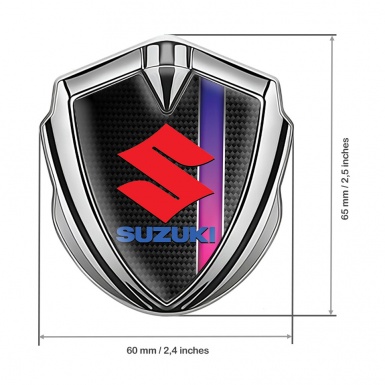 Suzuki Bodyside Emblem Self Adhesive Silver Carbon Purple Stripe Design