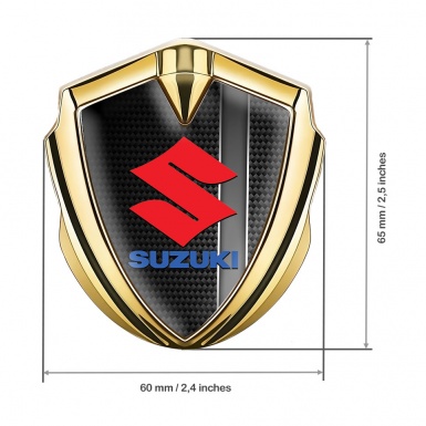 Suzuki Metal Domed Emblem Gold Black Carbon Grey Stripe Edition