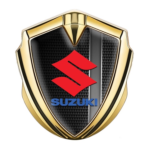 Suzuki Metal Domed Emblem Gold Black Carbon Grey Stripe Edition