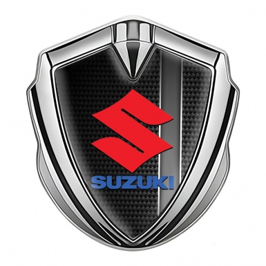 Suzuki Metal Domed Emblem Silver Black Carbon Grey Stripe Edition