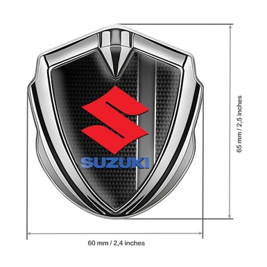 Suzuki Metal Domed Emblem Silver Black Carbon Grey Stripe Edition