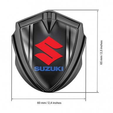 Suzuki Badge Self Adhesive Graphite Metallic Frame Crimson Logo Design