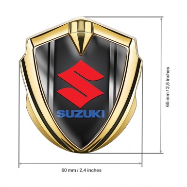 Suzuki Badge Self Adhesive Gold Metallic Frame Crimson Logo Design