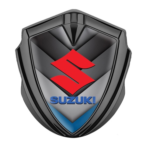 Suzuki Emblem Fender Badge Graphite Ribbed Pattern Blue Element Design