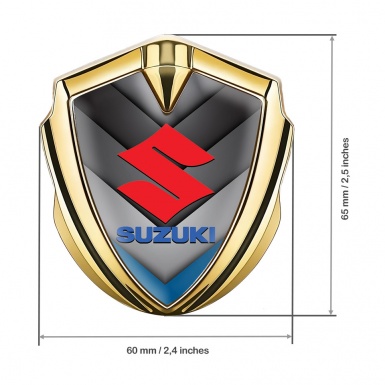 Suzuki Emblem Fender Badge Gold Ribbed Pattern Blue Element Design