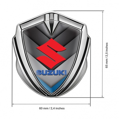 Suzuki Emblem Fender Badge Silver Ribbed Pattern Blue Element Design