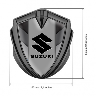 Suzuki Metal Emblem Self Adhesive Graphite Greyscale Pattern Black Logo