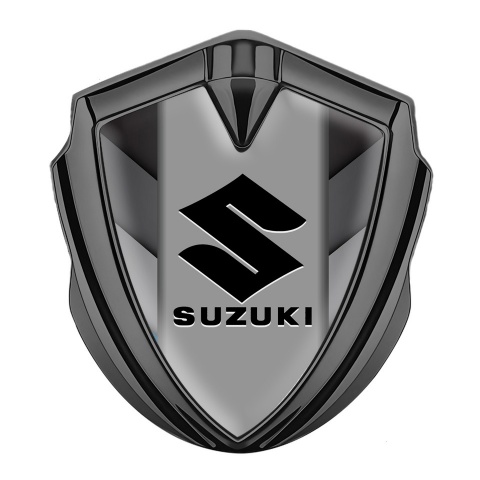 Suzuki Metal Emblem Self Adhesive Graphite Greyscale Pattern Black Logo