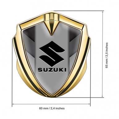 Suzuki Metal Emblem Self Adhesive Gold Greyscale Pattern Black Logo