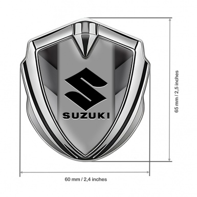 Suzuki Metal Emblem Self Adhesive Silver Greyscale Pattern Black Logo