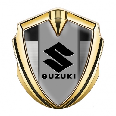 Suzuki Fender Emblem Badge Gold Brushed Metal Black Logo Design