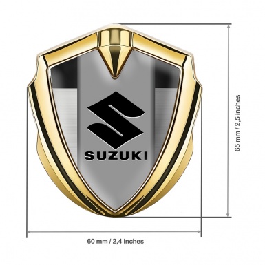 Suzuki Fender Emblem Badge Gold Brushed Metal Black Logo Design