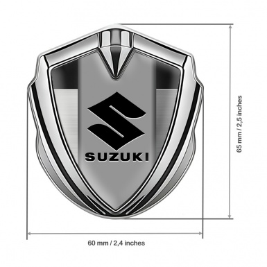 Suzuki Fender Emblem Badge Silver Brushed Metal Black Logo Design