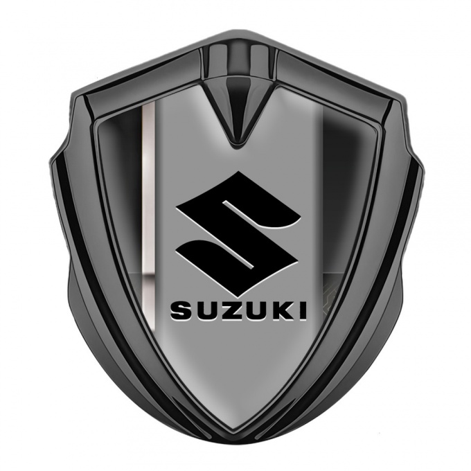 Suzuki Emblem Trunk Badge Graphite White Stripe Black Logo Edition