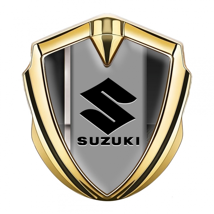 Suzuki Emblem Trunk Badge Gold White Stripe Black Logo Edition