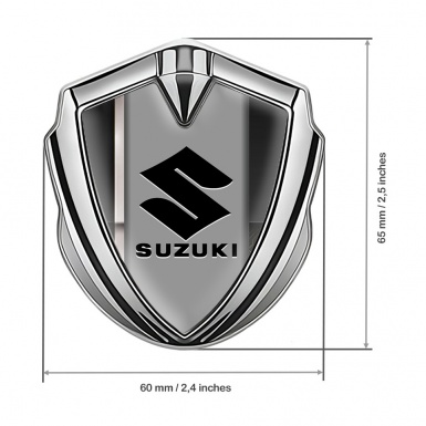 Suzuki Emblem Trunk Badge Silver White Stripe Black Logo Edition