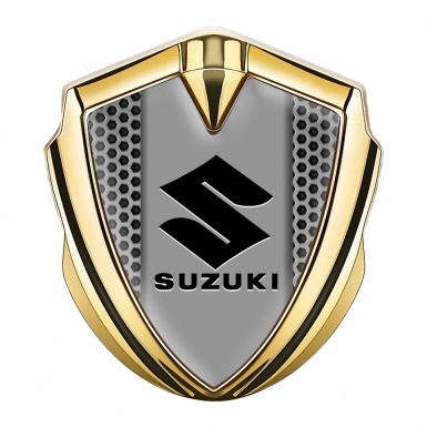 Suzuki Emblem Self Adhesive Gold Honeycomb Black Logo Design