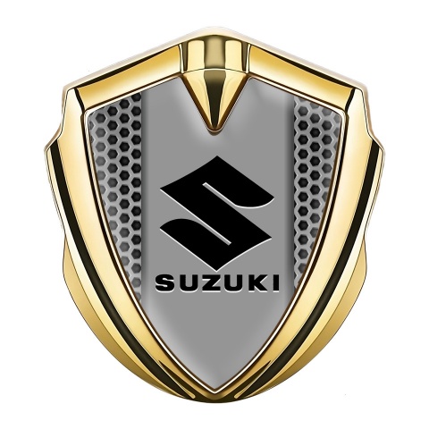 Suzuki Emblem Self Adhesive Gold Honeycomb Black Logo Design