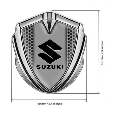 Suzuki Emblem Self Adhesive Silver Honeycomb Black Logo Design