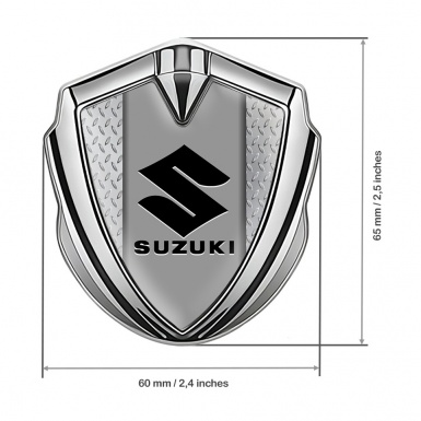 Suzuki Metal Emblem Badge Silver Light Treadplate Black Logo Variant