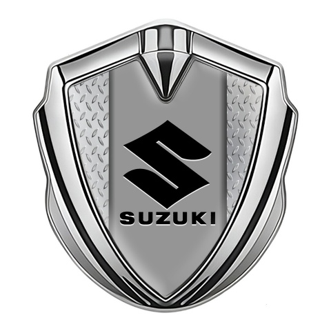 Suzuki Metal Emblem Badge Silver Light Treadplate Black Logo Variant