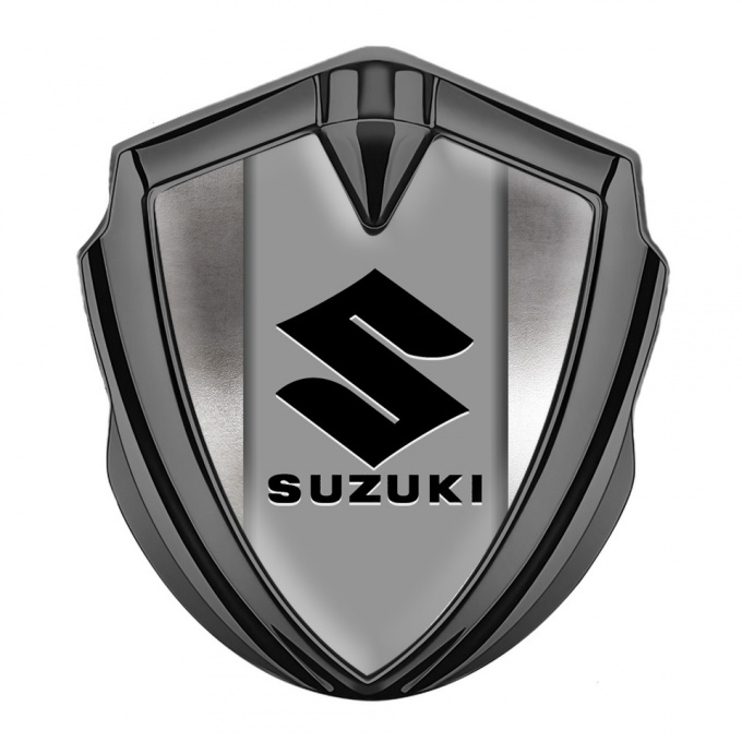 Suzuki Emblem Ornament Graphite Polished Metal Black Logo Edition