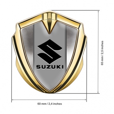 Suzuki Emblem Ornament Gold Polished Metal Black Logo Edition