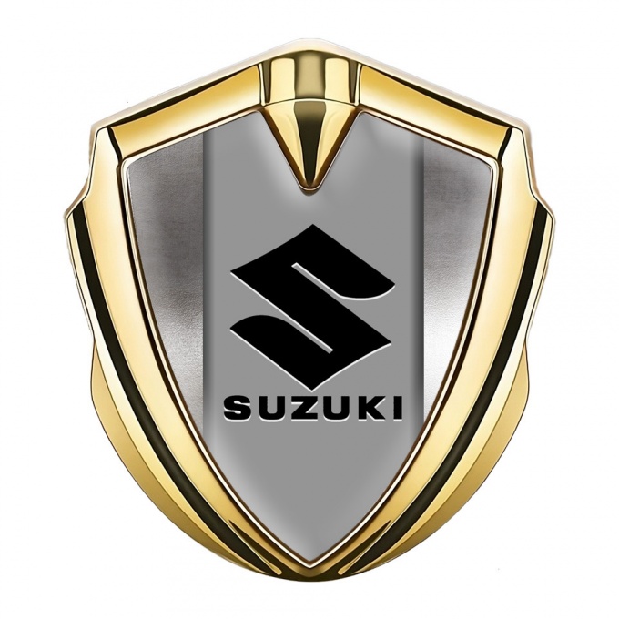 Suzuki Emblem Ornament Gold Polished Metal Black Logo Edition