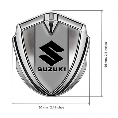 Suzuki Emblem Ornament Silver Polished Metal Black Logo Edition