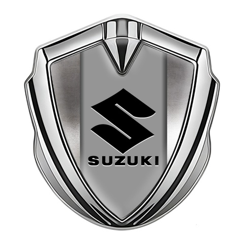 Suzuki Emblem Ornament Silver Polished Metal Black Logo Edition