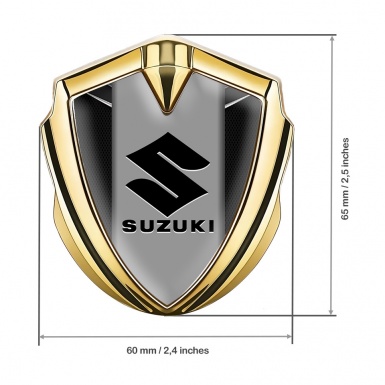 Suzuki Emblem Metal Badge Gold Dark Fishnet Black Logo Design