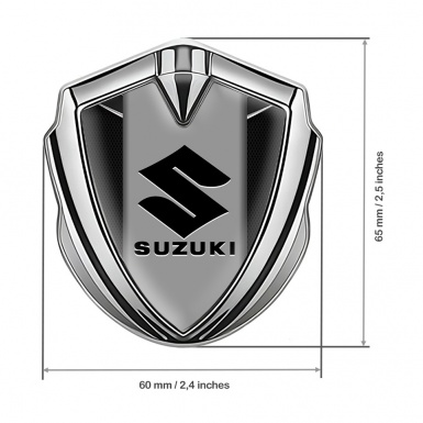 Suzuki Emblem Metal Badge Silver Dark Fishnet Black Logo Design