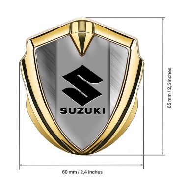 Suzuki 3d Emblem Badge Gold Brushed Steel Black Logo Variant