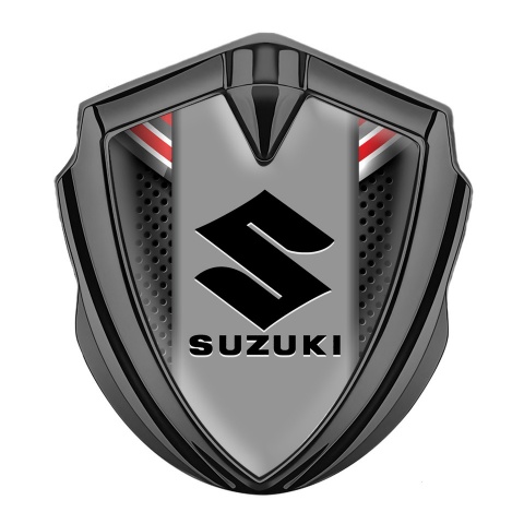 Suzuki Emblem Car Badge Graphite Perforated Metal Black Logo Edition