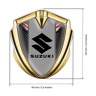 Suzuki Emblem Car Badge Gold Perforated Metal Black Logo Edition