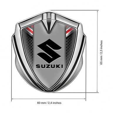 Suzuki Emblem Car Badge Silver Perforated Metal Black Logo Edition