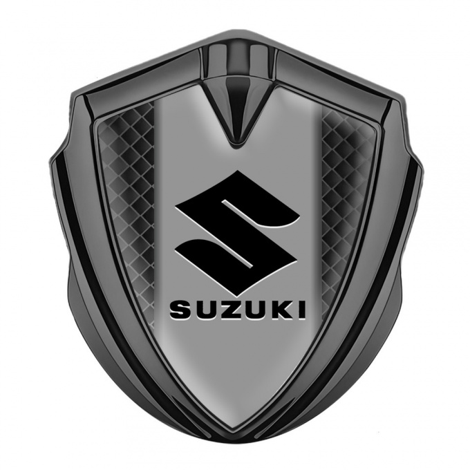 Suzuki Metal Domed Emblem Graphite Dark Squares Black Logo Design