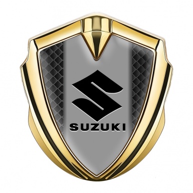 Suzuki Metal Domed Emblem Gold Dark Squares Black Logo Design