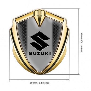 Suzuki Metal Domed Emblem Gold Dark Squares Black Logo Design